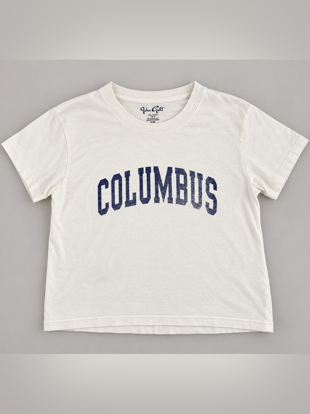 John Galt Brandy Melville Columbus Ohio Graphic Baby Tee White Cotton OS